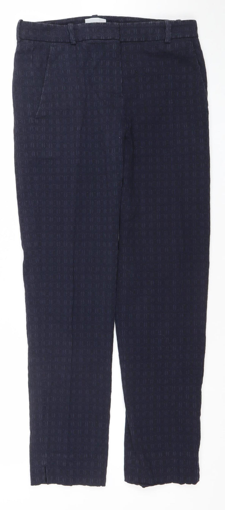 Jigsaw Women's Blue Textured Tailored Cotton Trousers Size 8