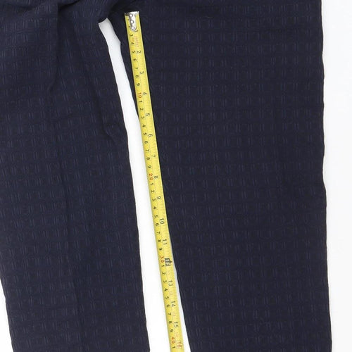 Jigsaw Women's Blue Textured Tailored Cotton Trousers Size 8
