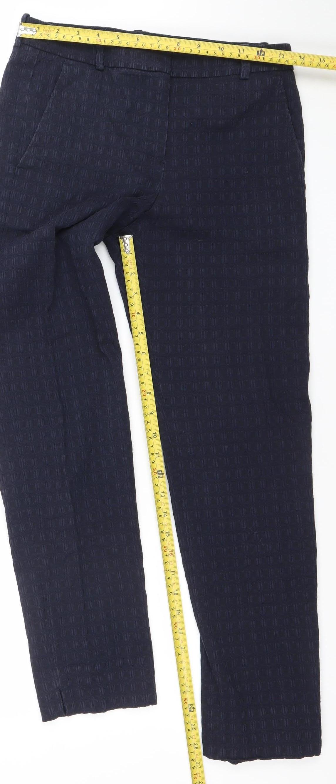 Jigsaw Women's Blue Textured Tailored Cotton Trousers Size 8