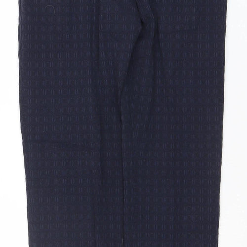 Jigsaw Women's Blue Textured Tailored Cotton Trousers Size 8