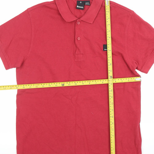 Bench Men's Red Cotton Polo Shirt Size M Short Sleeve Casual