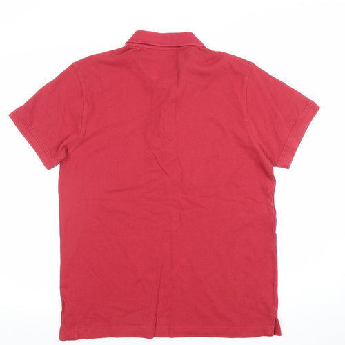 Bench Men's Red Cotton Polo Shirt Size M Short Sleeve Casual