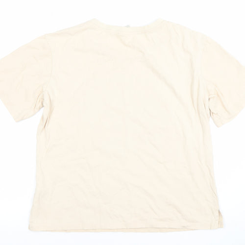 PINKSEA Womens Beige California Print T-Shirt Size M Casual Short Sleeve