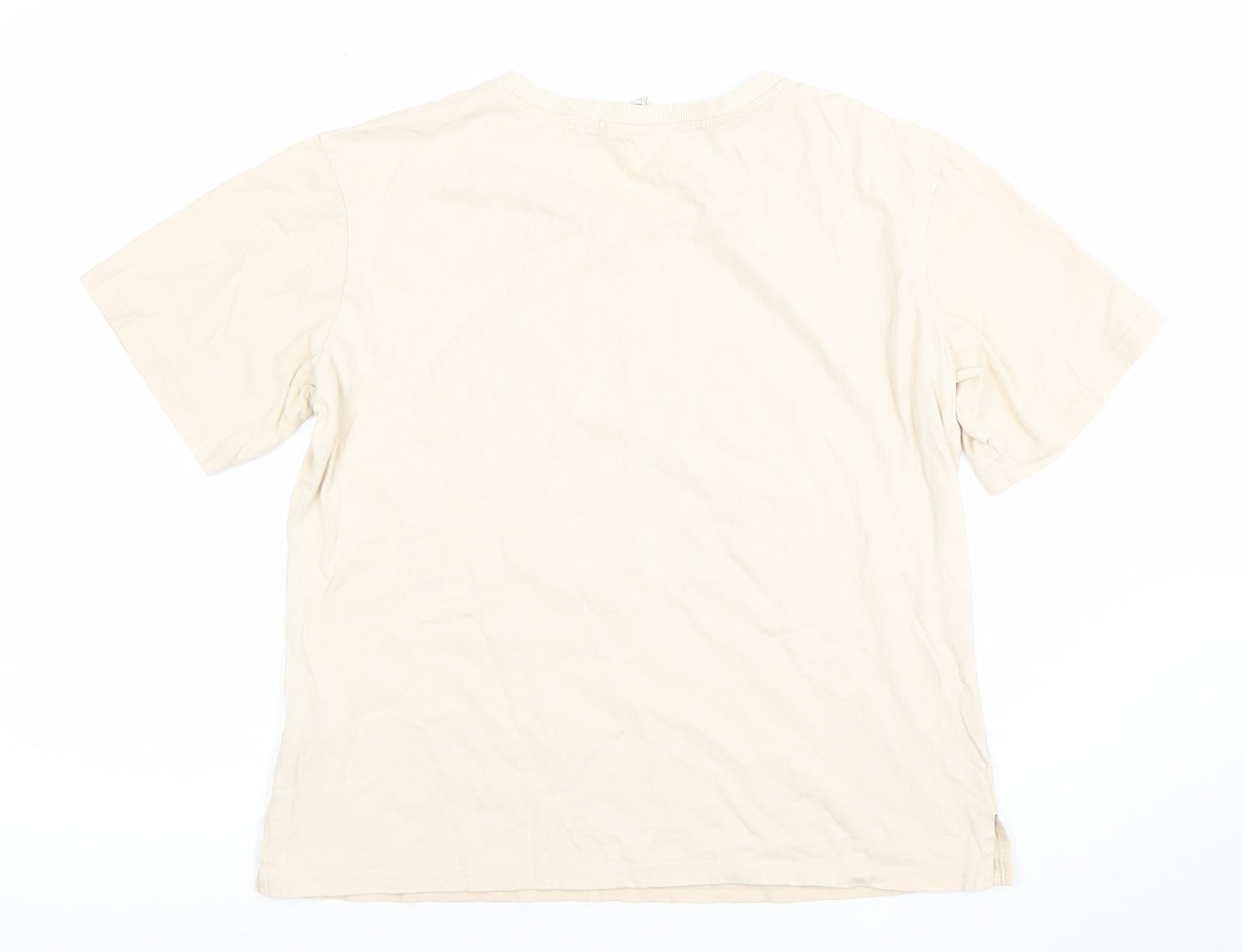 PINKSEA Womens Beige California Print T-Shirt Size M Casual Short Sleeve