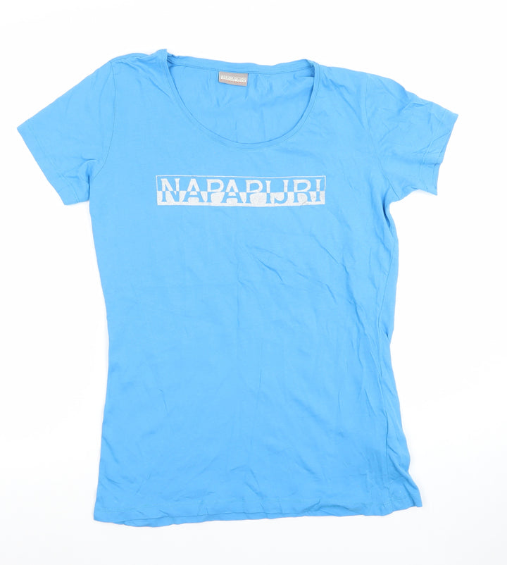 Napapijri Womens Blue Medium Cotton Logo T-Shirt