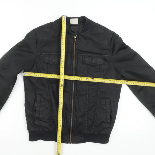 Zara Boys Black Bomber Jacket 9-10 Years Lined Cotton Nylon Zip Style