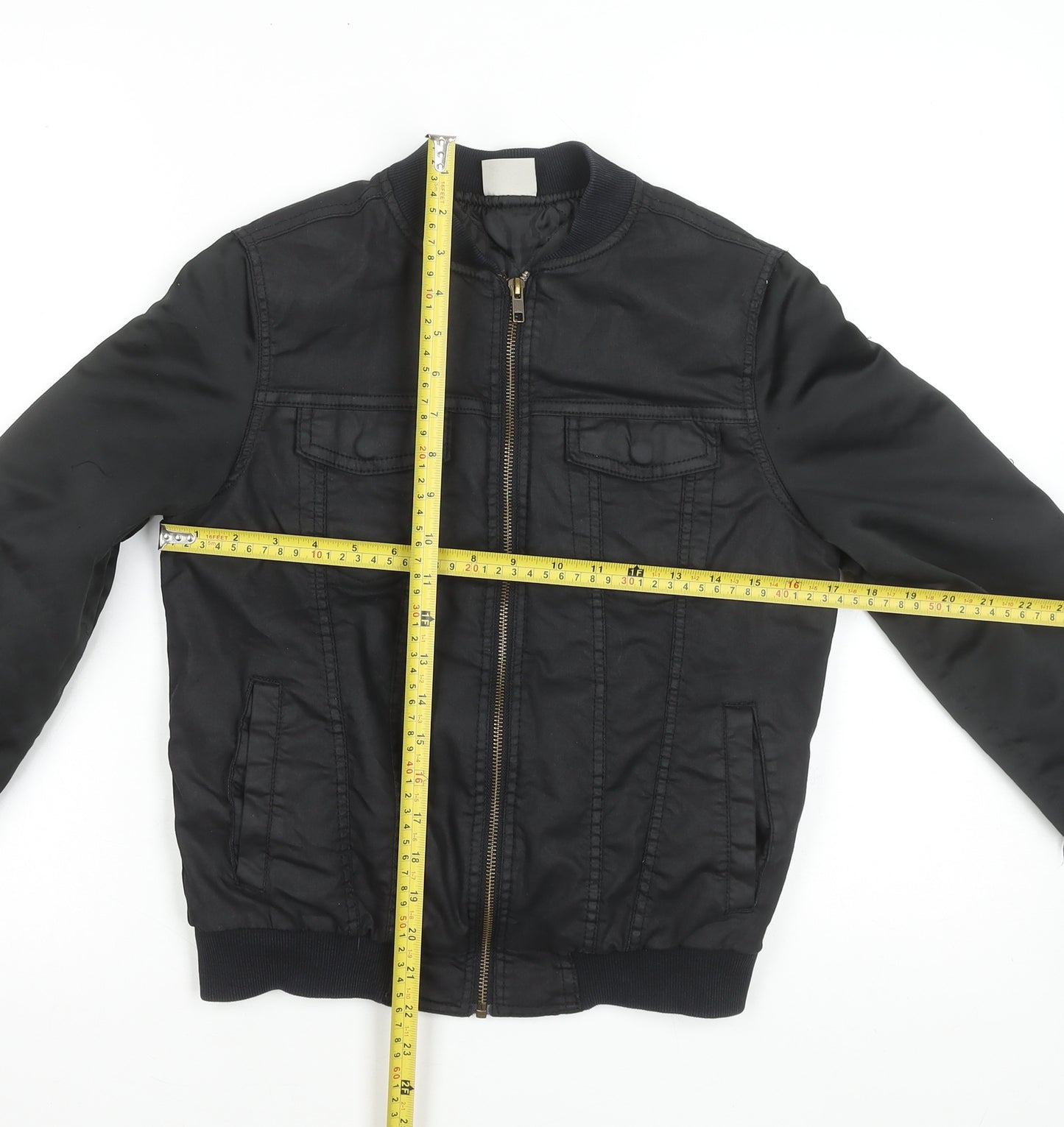 Zara Boys Black Bomber Jacket 9-10 Years Lined Cotton Nylon Zip Style