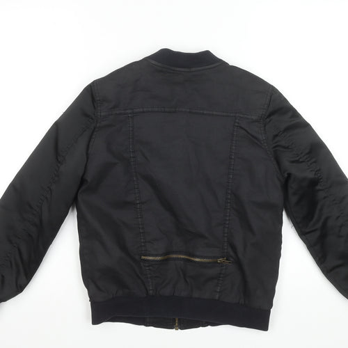 Zara Boys Black Bomber Jacket 9-10 Years Lined Cotton Nylon Zip Style