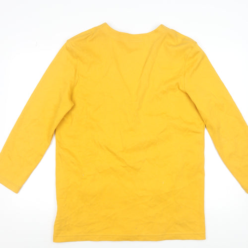 Lands' End Women's Yellow Cotton V-Neck Cardigan M 10-12