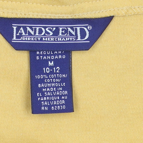 Lands' End Women's Yellow Cotton V-Neck Cardigan M 10-12