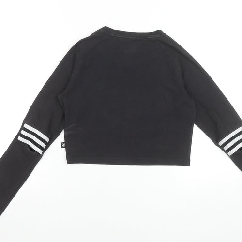 Adidas Women’s Black Cropped Long Sleeve Logo T-Shirt Size 10