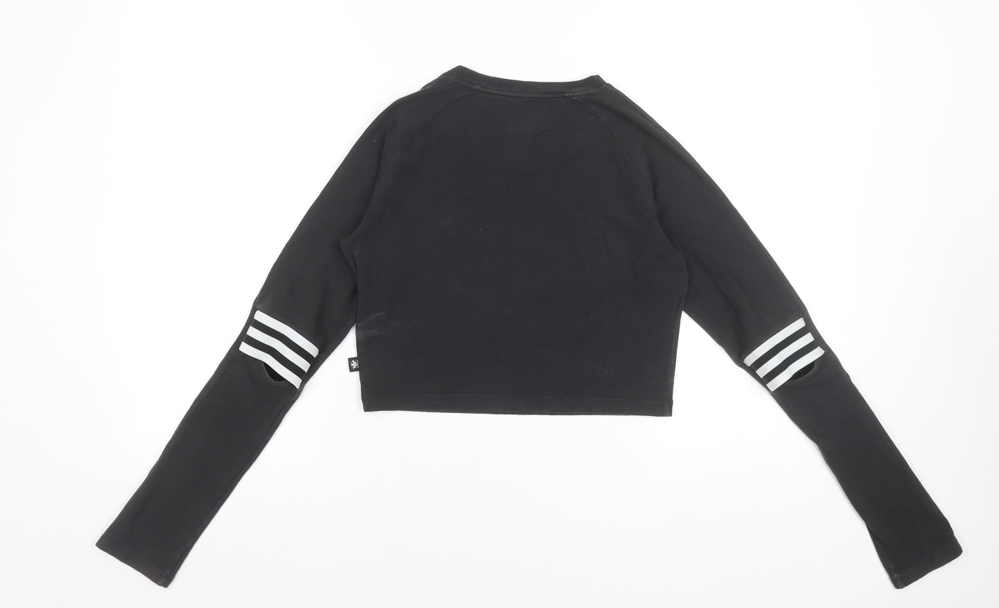 Adidas Women’s Black Cropped Long Sleeve Logo T-Shirt Size 10
