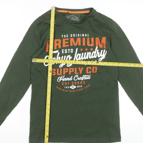 Tokyo Laundry Men's Green Long Sleeve Graphic T-Shirt Size S
