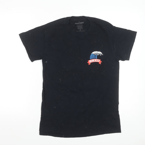 Cheats & Thieves Men's Black Graphic Print Crew Neck Cotton T-Shirt Size S
