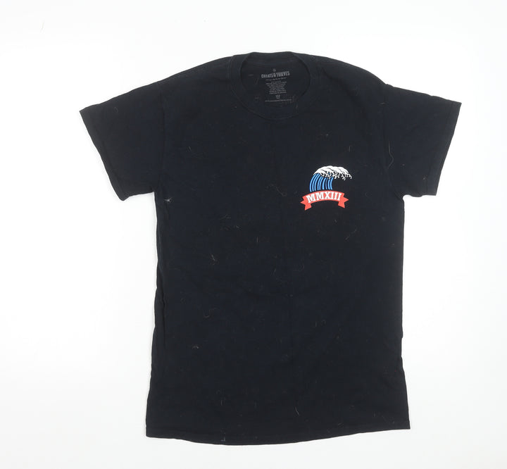 Cheats & Thieves Men's Black Graphic Print Crew Neck Cotton T-Shirt Size S