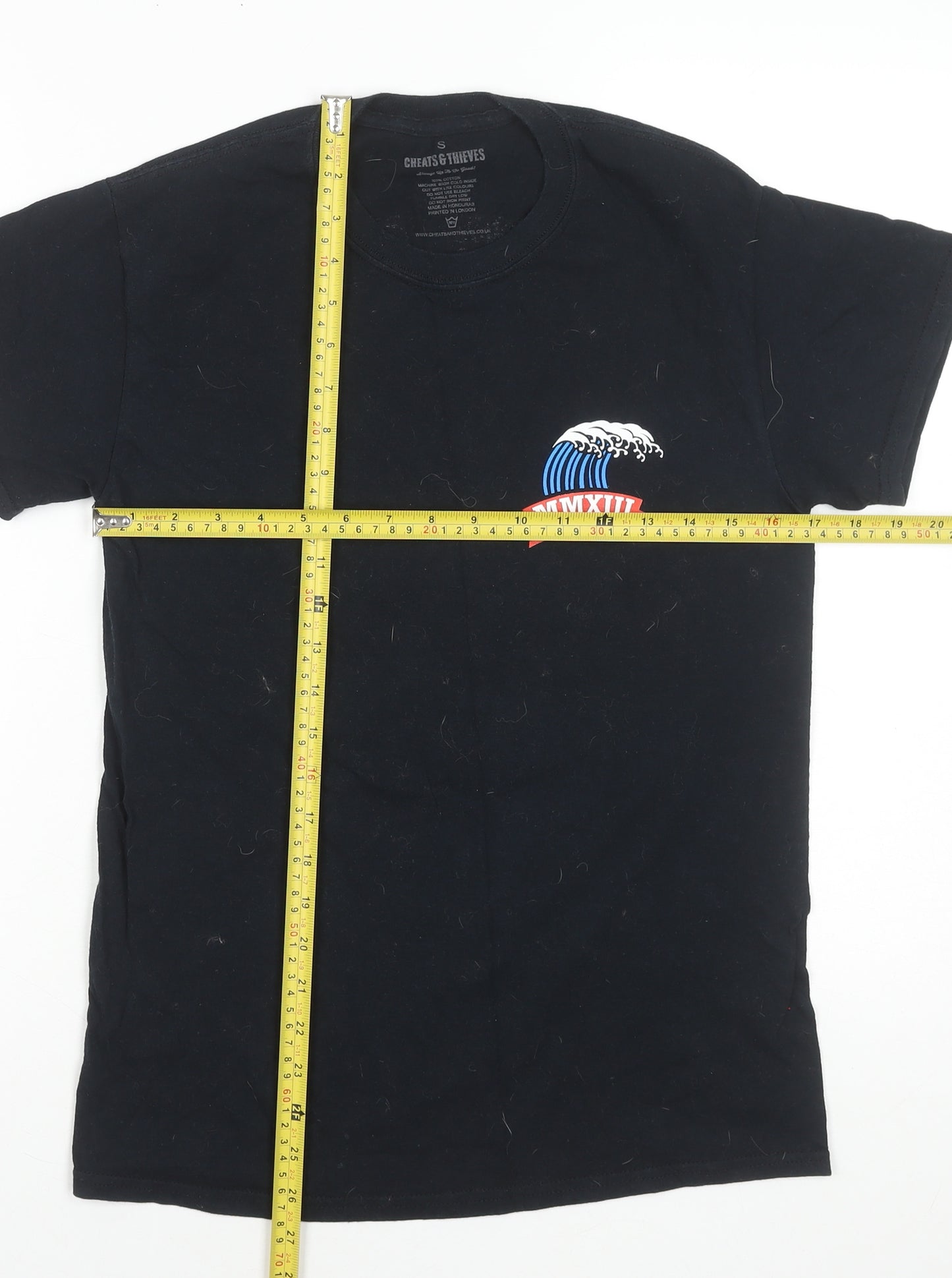 Cheats & Thieves Men's Black Graphic Print Crew Neck Cotton T-Shirt Size S