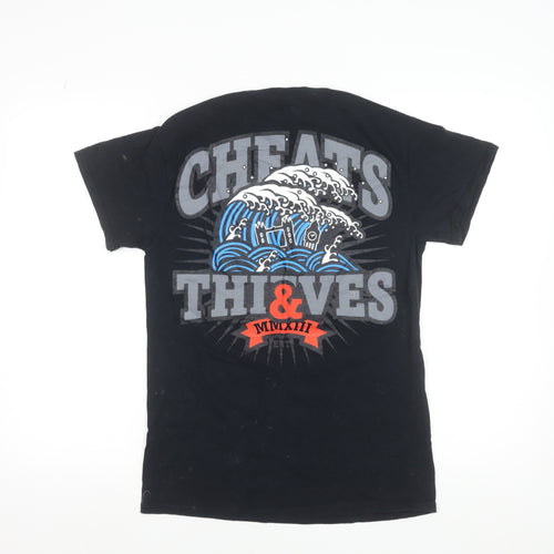 Cheats & Thieves Men's Black Graphic Print Crew Neck Cotton T-Shirt Size S