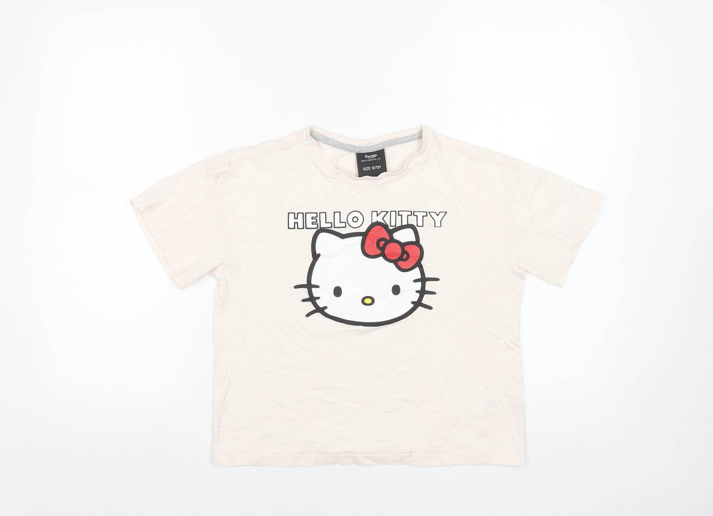 Sanrio Hello Kitty Girls Beige Graphic Cotton T-Shirt 12-13 Years