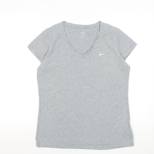 Nike Women's Grey V-Neck Short Sleeve Athletic T-Shirt XL