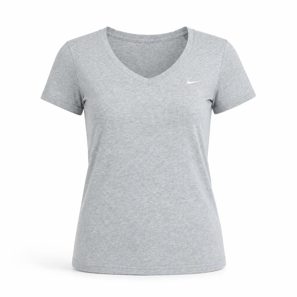 Nike Women's Grey V-Neck Short Sleeve Athletic T-Shirt XL