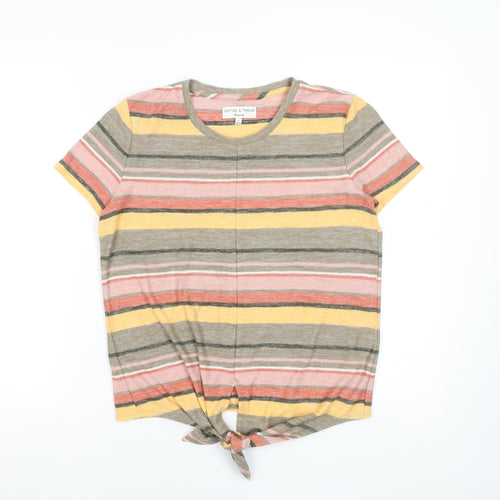 Madewell Women’s Multicoloured Striped Tie Front T-Shirt Size S