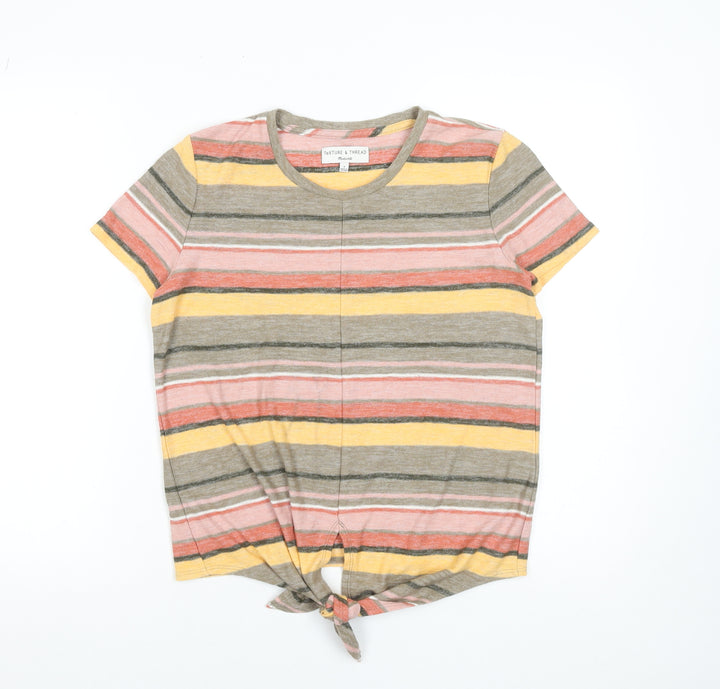 Madewell Women’s Multicoloured Striped Tie Front T-Shirt Size S