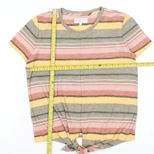 Madewell Women’s Multicoloured Striped Tie Front T-Shirt Size S