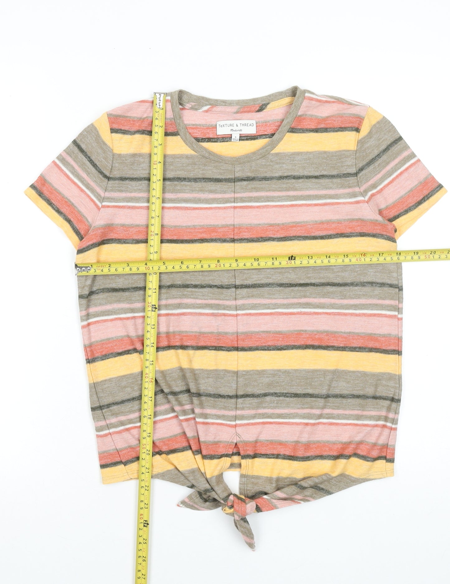 Madewell Women’s Multicoloured Striped Tie Front T-Shirt Size S
