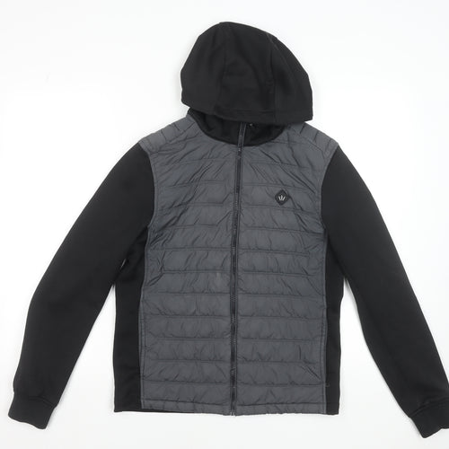 Next Men's Grey Softshell Hooded Puffer Jacket Size S 36-38" Regular Fit