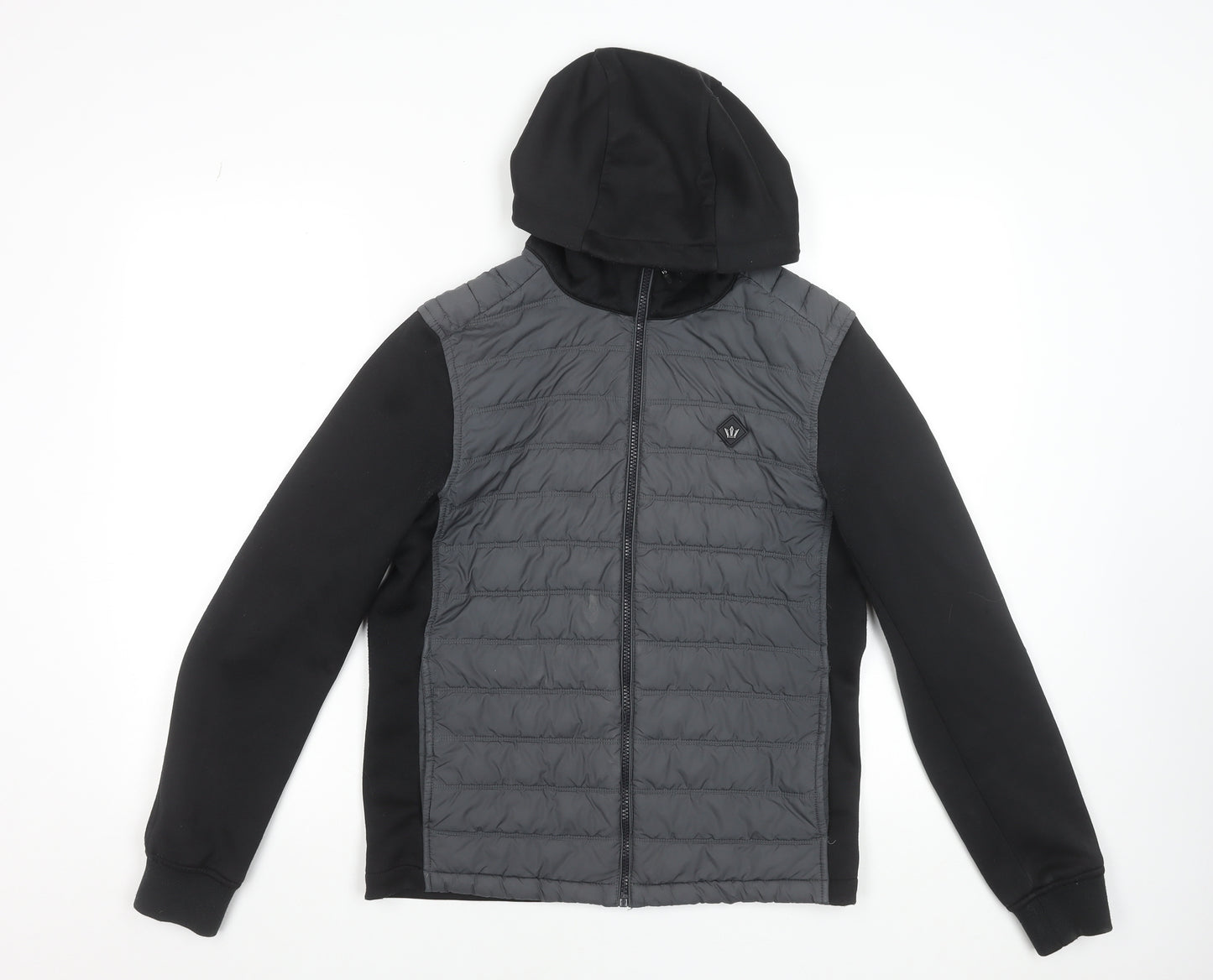 Next Men's Grey Softshell Hooded Puffer Jacket Size S 36-38" Regular Fit