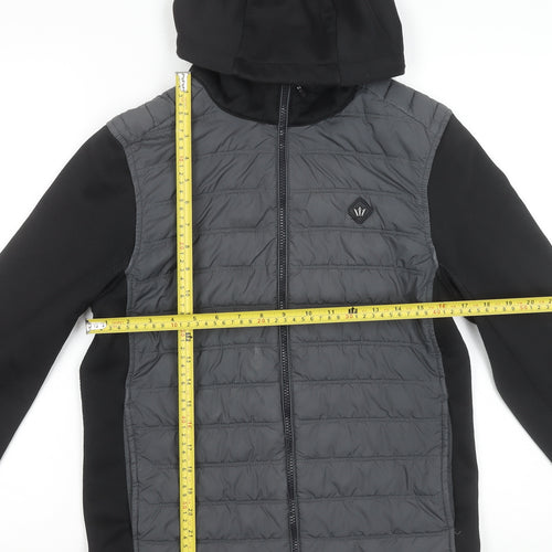 Next Men's Grey Softshell Hooded Puffer Jacket Size S 36-38" Regular Fit