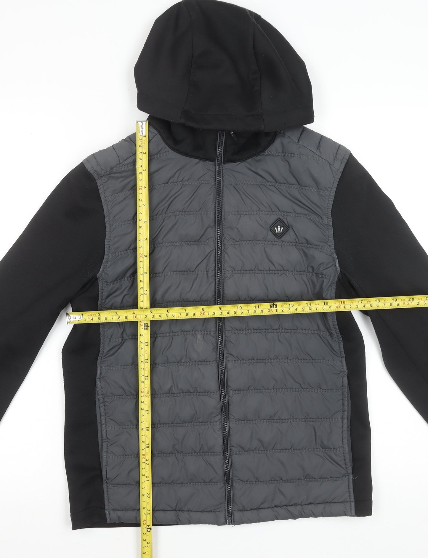 Next Men's Grey Softshell Hooded Puffer Jacket Size S 36-38" Regular Fit