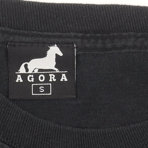 Agora Men's Black Long Sleeve Graphic Space Theme T-Shirt Small
