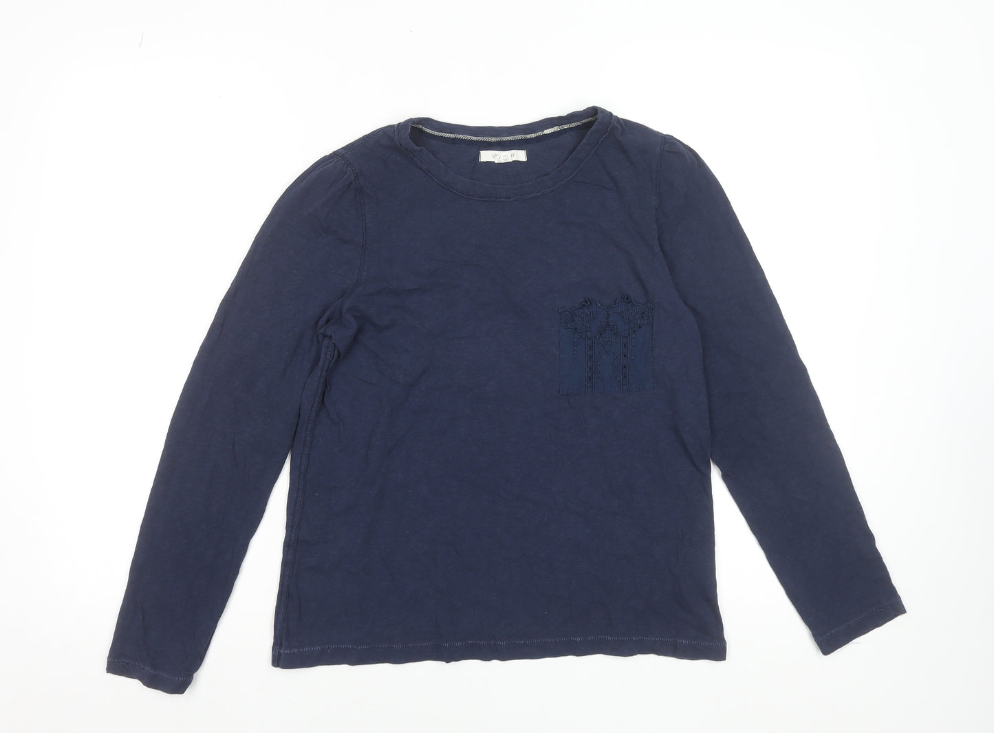 White Stuff Womens Blue Long Sleeve Cotton T-Shirt UK 10