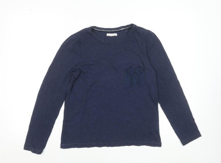 White Stuff Womens Blue Long Sleeve Cotton T-Shirt UK 10