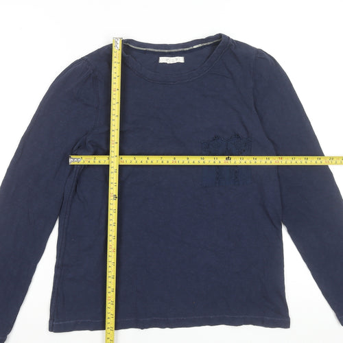 White Stuff Womens Blue Long Sleeve Cotton T-Shirt UK 10