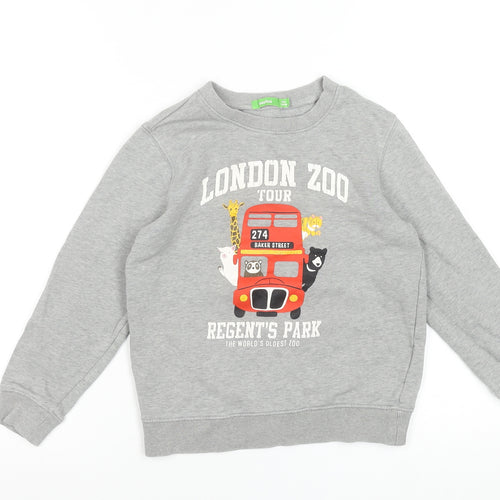 Bossini Boys Grey London Zoo Graphic Cotton Pullover Sweatshirt 9-10 Years