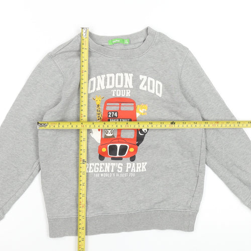 Bossini Boys Grey London Zoo Graphic Cotton Pullover Sweatshirt 9-10 Years