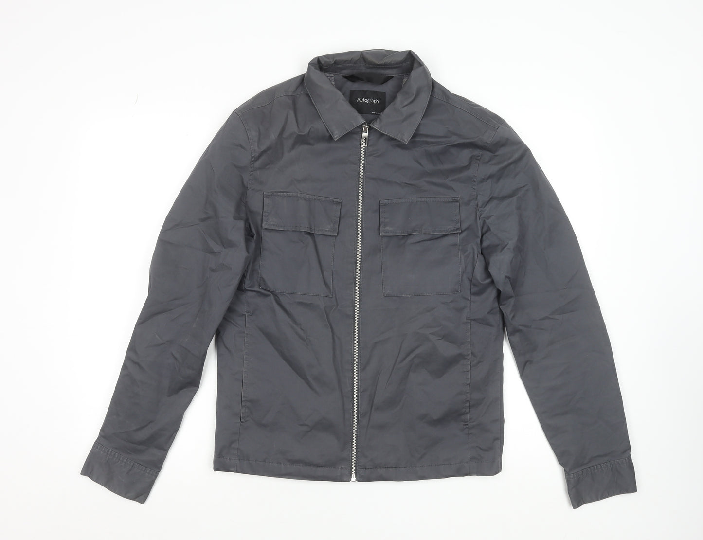 Marks and Spencer Men’s Grey Cotton Twill Zip Jacket S