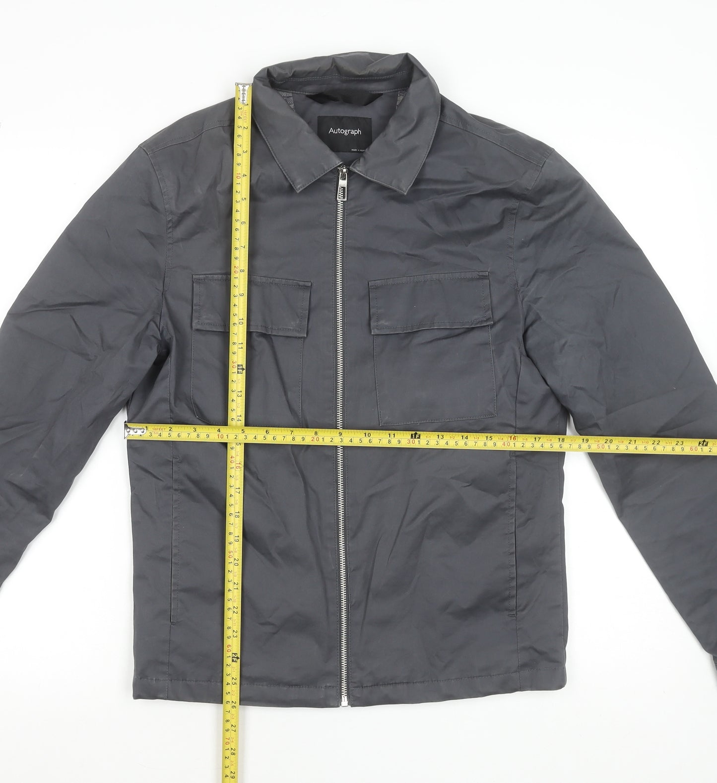 Marks and Spencer Men’s Grey Cotton Twill Zip Jacket S