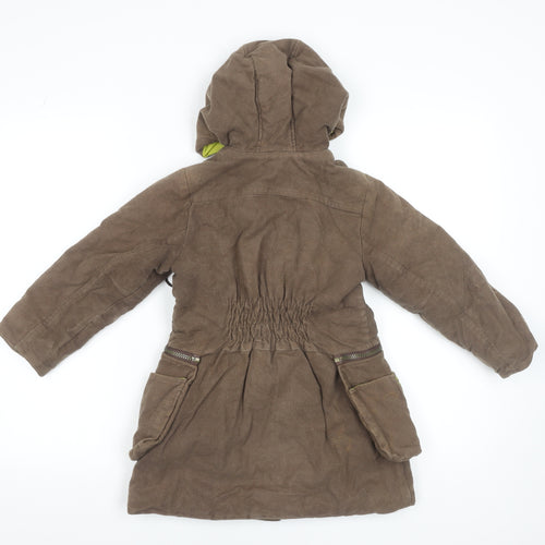 Marèse Girls Brown Floral Hooded Cotton Parka Coat 6 Years