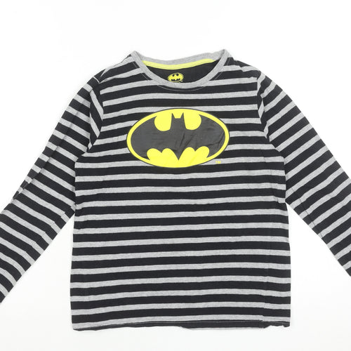 Batman Girls Black Striped Long Sleeve T-Shirt 9-10 Years Superhero Logo Top