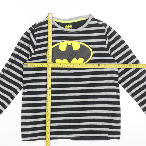 Batman Girls Black Striped Long Sleeve T-Shirt 9-10 Years Superhero Logo Top