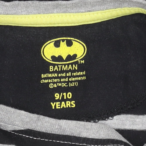 Batman Girls Black Striped Long Sleeve T-Shirt 9-10 Years Superhero Logo Top