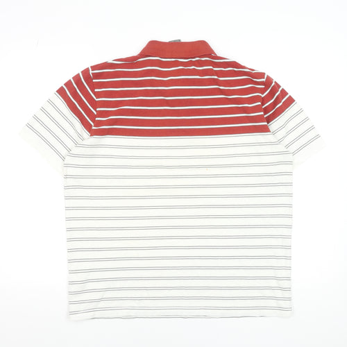 New Balance Men's Red Striped Polo Shirt Size L Cotton Casual Top
