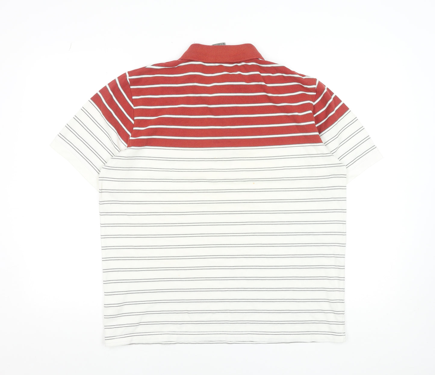 New Balance Men's Red Striped Polo Shirt Size L Cotton Casual Top
