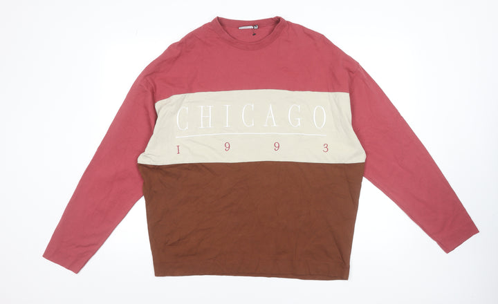 ASOS DESIGN Men's Multicoloured Chicago 1993 Long Sleeve T-Shirt Size S