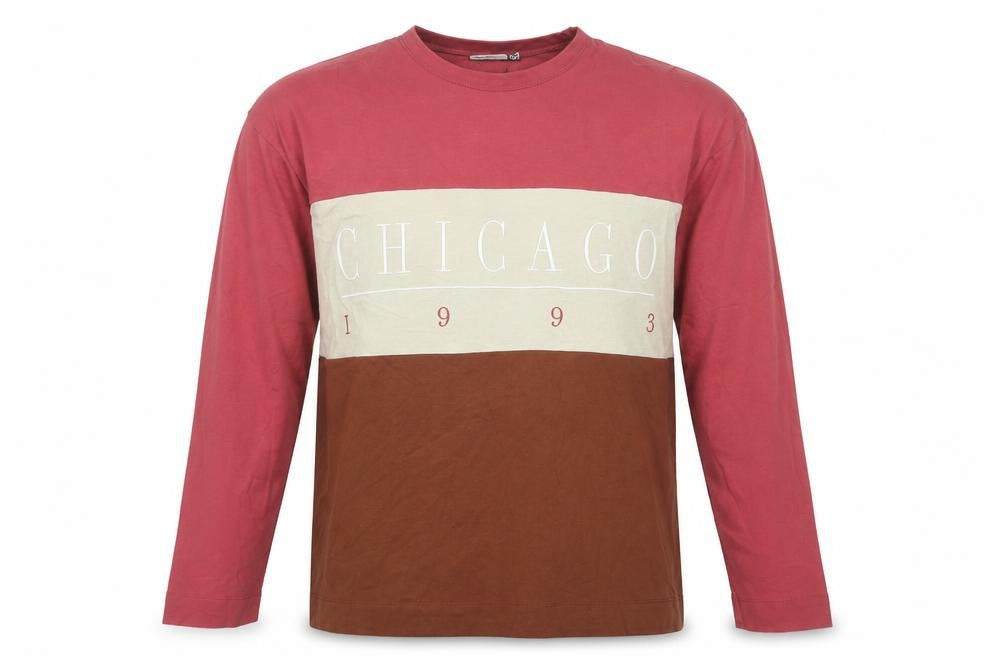 ASOS DESIGN Men's Multicoloured Chicago 1993 Long Sleeve T-Shirt Size S