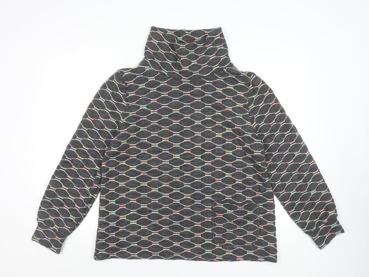 Luca Vanucci Women's Multicoloured Geometric Knit Roll Neck Tunic Blouse XL