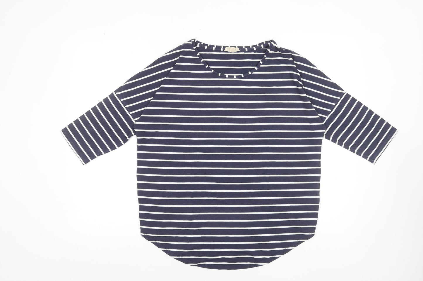 Phase Eight Women’s Blue White Striped 3/4 Sleeve Jersey T-Shirt UK 14